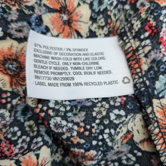 Knox Rose Womens Blouse Large Floral Peasant Long Sleeve Back Tassel Tie Neck - Picture 6 of 15